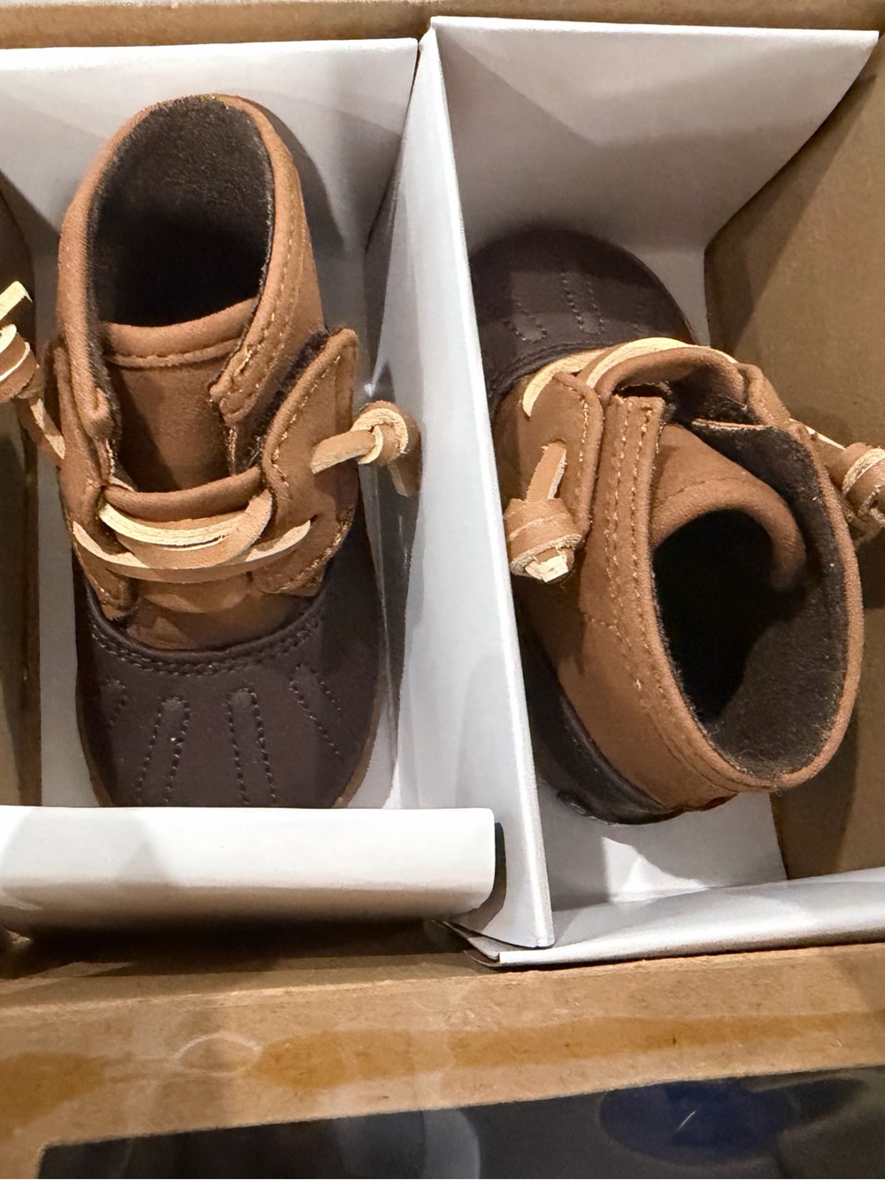 Sperry Brown and Tan Kids Duck Boots